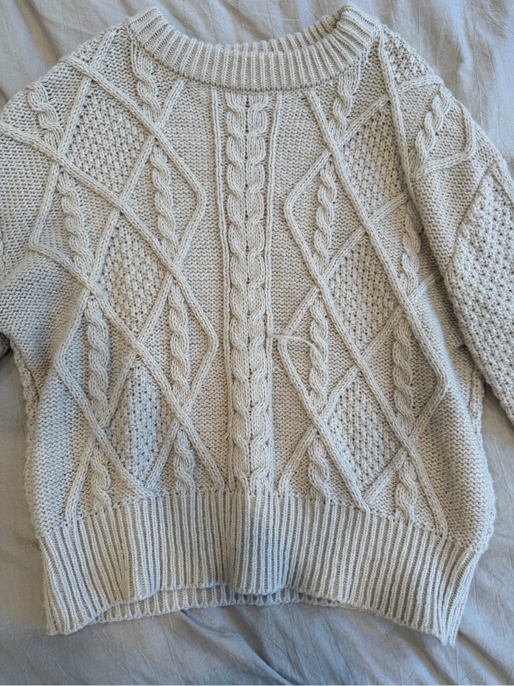 Dress Forum Cream Cable Knit Crewneck Sweater